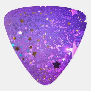 Purple foil background with Stars Guitar Pick