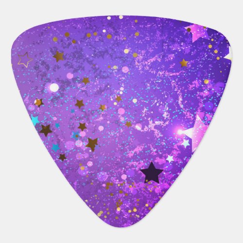 Purple foil background with Stars Guitar Pick