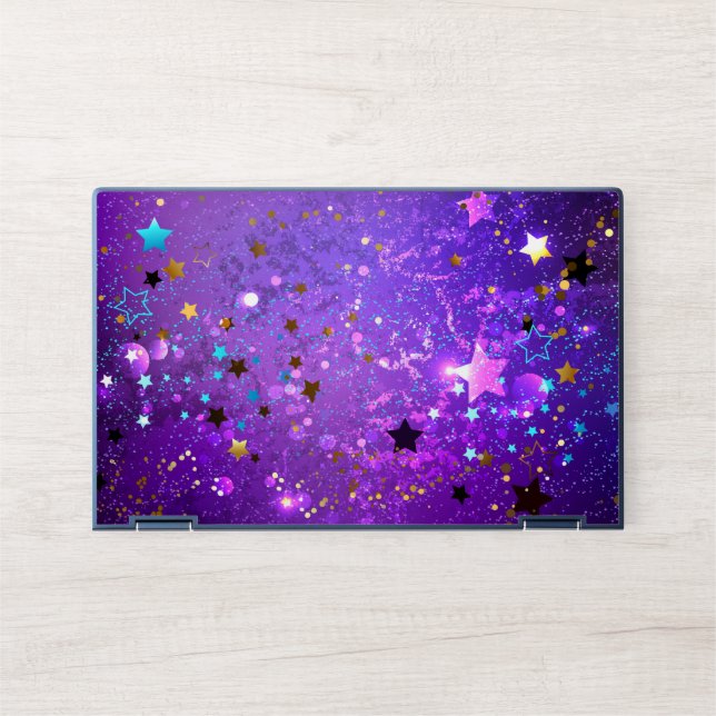 Purple foil background with Stars HP Laptop Skin (Front)