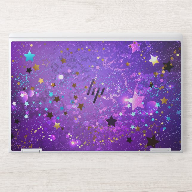 Purple foil background with Stars HP Laptop Skin (Front)