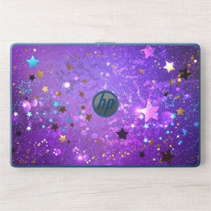 Purple foil background with Stars HP Laptop Skin
