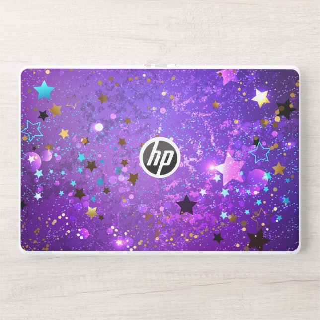 Purple foil background with Stars HP Laptop Skin (Front)