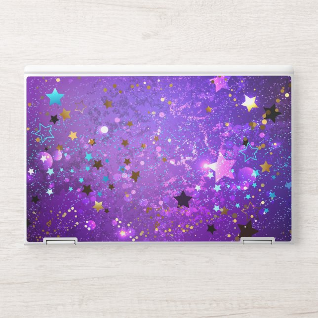 Purple foil background with Stars HP Laptop Skin (Front)