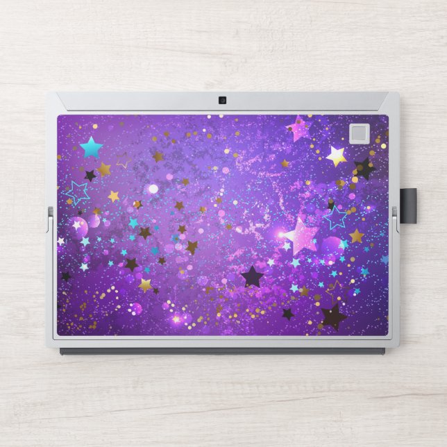 Purple foil background with Stars HP Laptop Skin (Front)