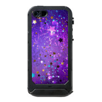 Purple foil background with Stars Waterproof Case For iPhone SE/5/5s