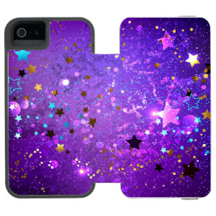 Purple foil background with Stars iPhone SE/5/5s Wallet Case