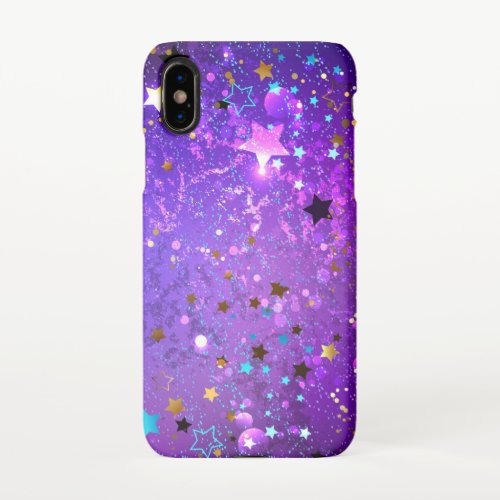 Purple foil background with Stars iPhone X Case