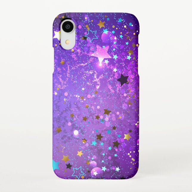 Purple foil background with Stars iPhone Case (Back)
