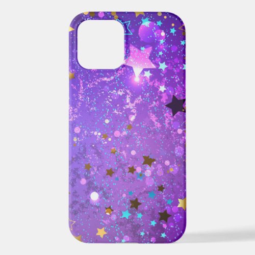 Purple foil background with Stars iPhone 12 Case