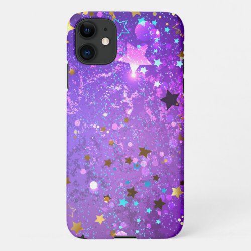 Purple foil background with Stars iPhone 11 Case