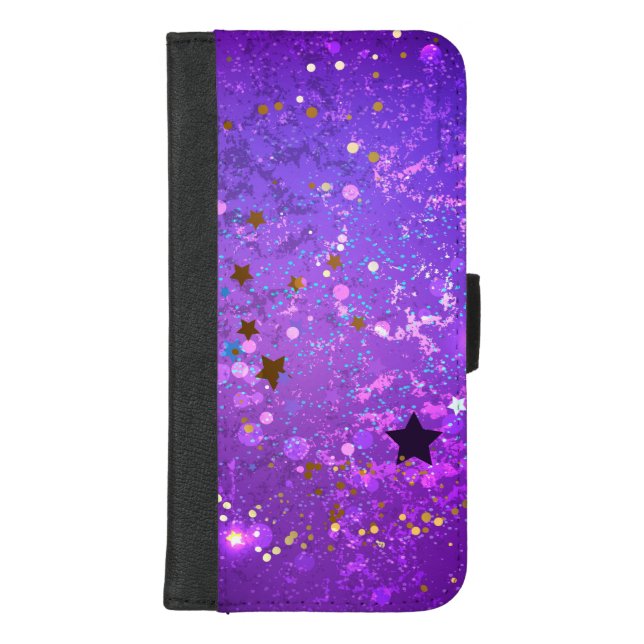 Purple foil background with Stars iPhone Wallet Case (Front)