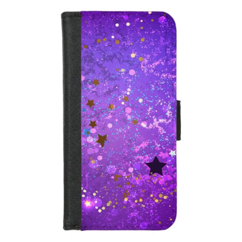 Purple foil background with Stars iPhone 87 Wallet Case