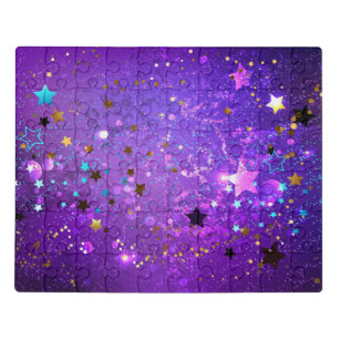 Purple foil background with Stars Jigsaw Puzzle