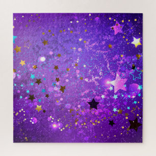 Purple foil background with Stars Jigsaw Puzzle