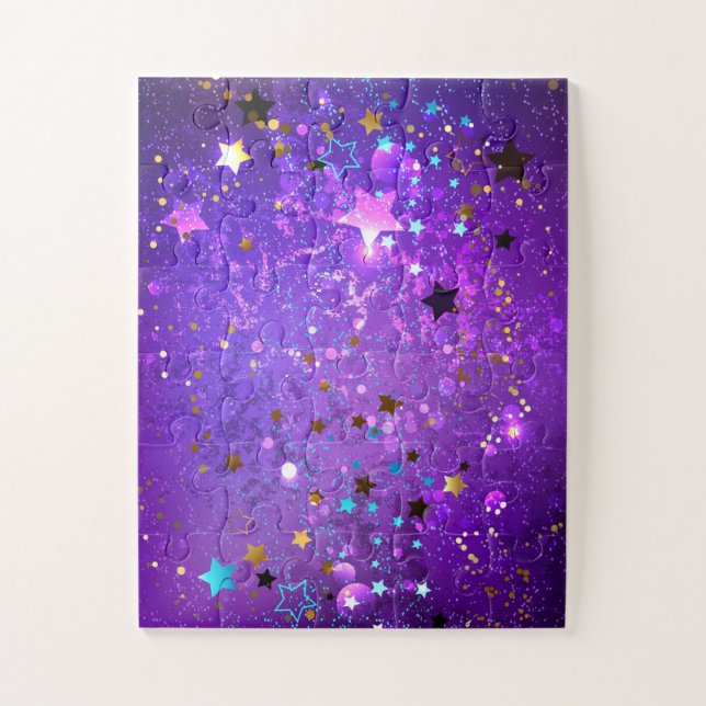 Purple foil background with Stars Jigsaw Puzzle (Vertical)