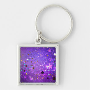 Purple foil background with Stars Keychain