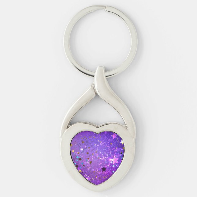 Purple foil background with Stars Keychain (Front)