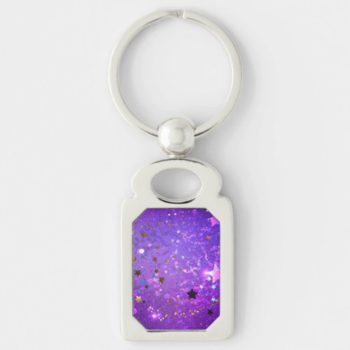 Purple foil background with Stars Keychain