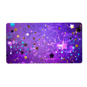 Purple foil background with Stars Label