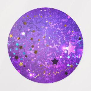 Purple foil background with Stars Labels