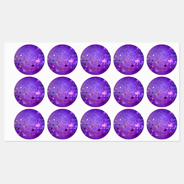 Purple foil background with Stars Labels (Sheet)