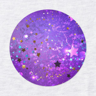 Purple foil background with Stars Labels