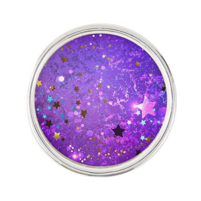 Purple foil background with Stars Lapel Pin (Front)