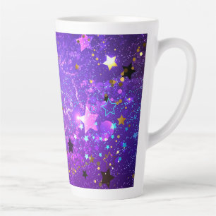 Purple foil background with Stars Latte Mug