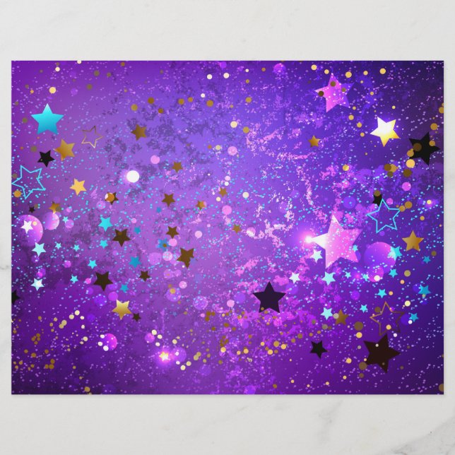 Purple foil background with Stars Letterhead (Front)