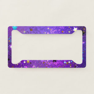 Purple foil background with Stars License Plate Frame
