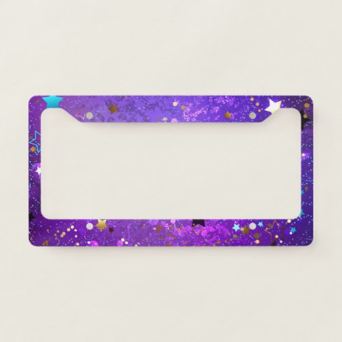 Purple foil background with Stars License Plate Frame