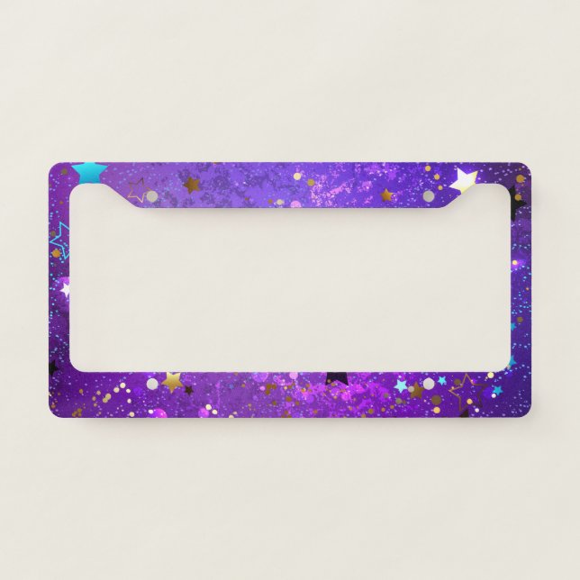 Purple foil background with Stars License Plate Frame (Front)