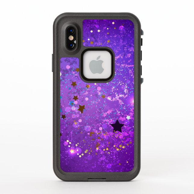 Purple foil background with Stars LifeProof iPhone Case (Back)