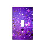 Purple Foil Background With Stars Light Switch Cover at Zazzle
