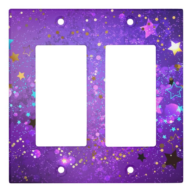 Purple foil background with Stars Light Switch Cover (Front)