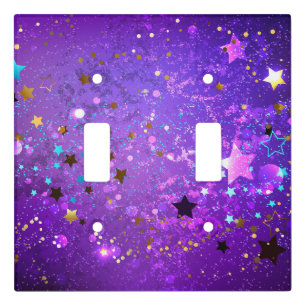 Purple foil background with Stars Light Switch Cover
