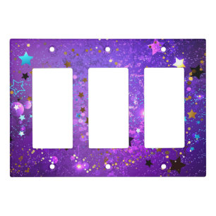 Purple foil background with Stars Light Switch Cover