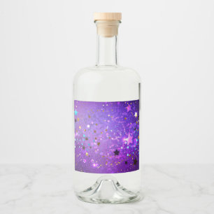 Purple foil background with Stars Liquor Bottle Label