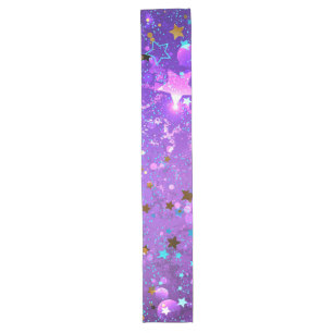 Purple foil background with Stars Long Table Runner