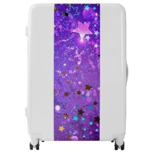 Purple foil background with Stars Luggage