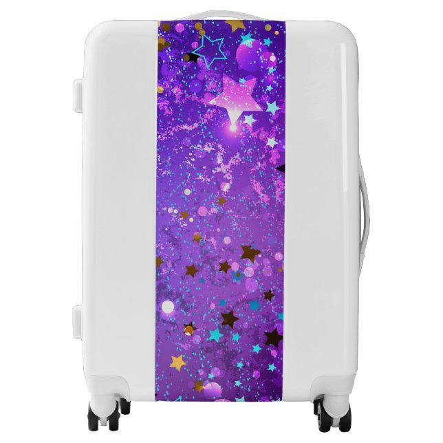 Purple foil background with Stars Luggage (Front)