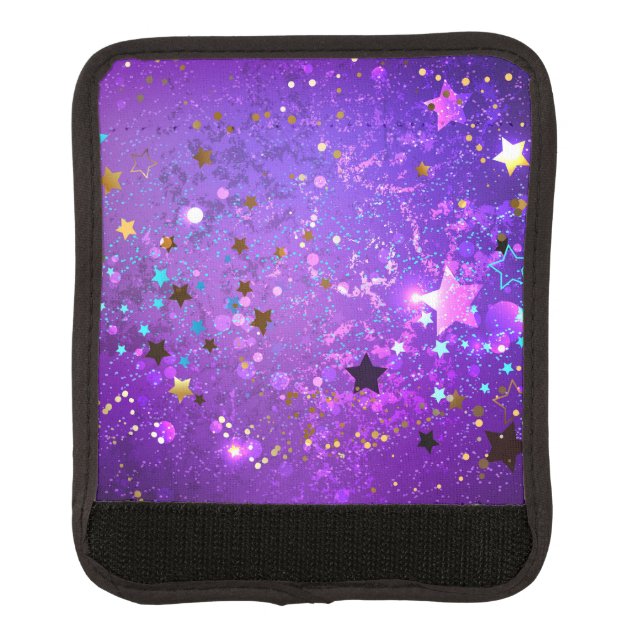 Purple foil background with Stars Luggage Handle Wrap (Front)
