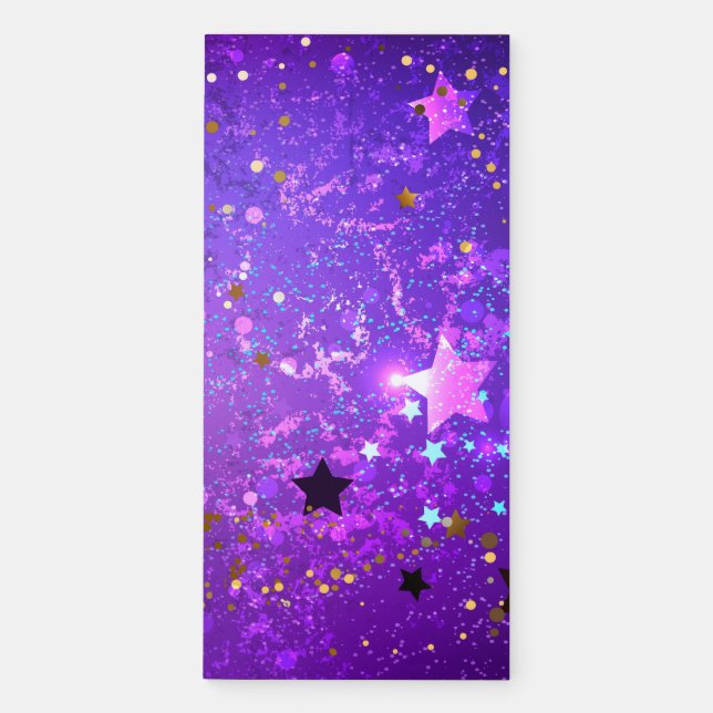 Purple foil background with Stars Magnetic Notepad (Front)