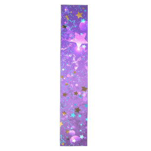Purple foil background with Stars Medium Table Runner