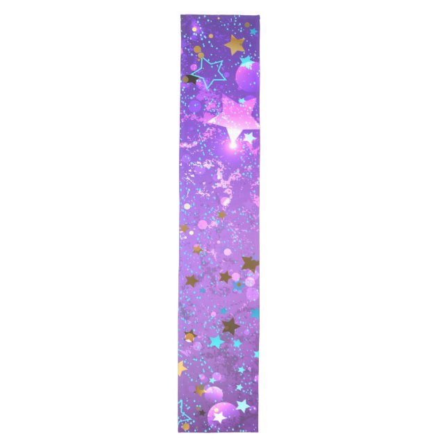 Purple foil background with Stars Medium Table Runner (Front)