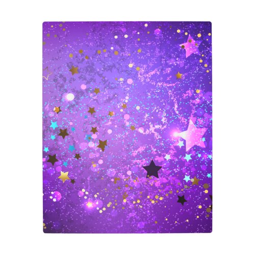 Purple foil background with Stars Metal Print