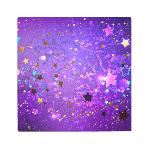 Purple foil background with Stars Metal Print