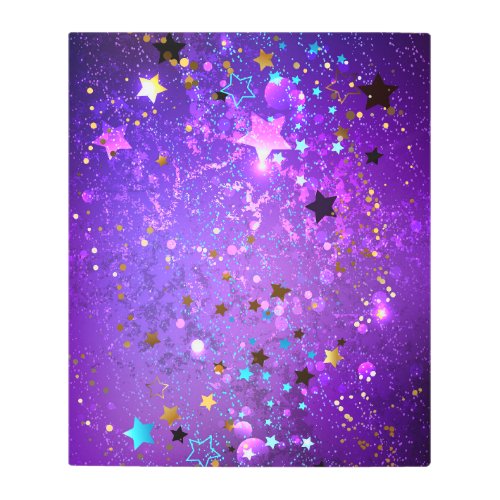 Purple foil background with Stars Metal Print