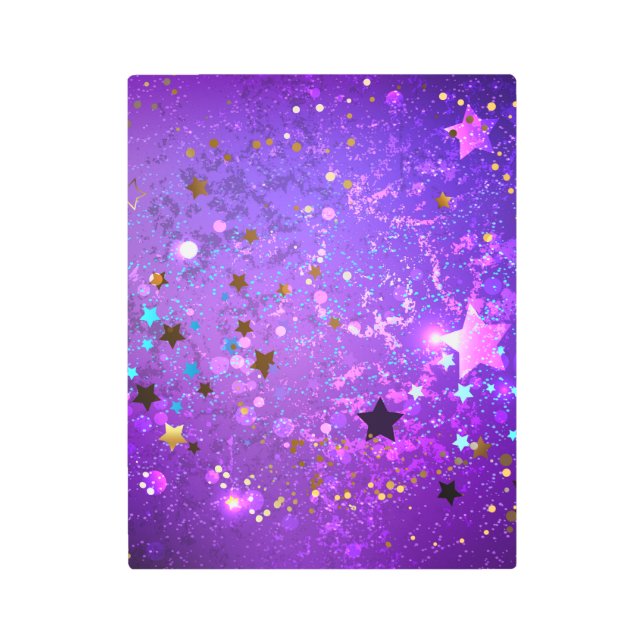 Purple foil background with Stars Metal Print (Front)