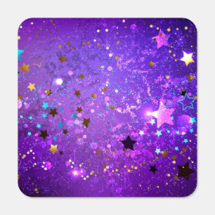 Purple foil background with Stars Metal Sign